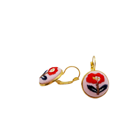 EARRINGS FABRIC PINK